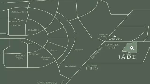 موقع كمبوند لافيستا الباتيو جادي العاصمة الادارية El Patio Jade New Capital egypt projects على الخريطة