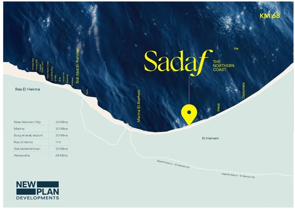 موقع صدف الساحل الشمالى على الخريطة مشروع Sadaf North Coast الكيلو 68.