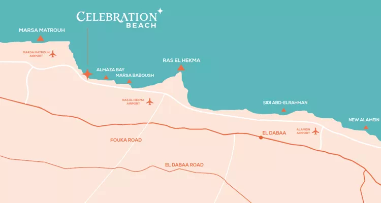 موقع قرية سيليبريشن الساحل الشمالي على الخريطة