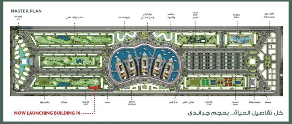 خريطة مساحة بورتو جراندي العلمين عامر جروب Porto Grande Alamein – المخطط العام (Master Plan)